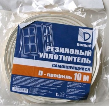 Уплотнитель профиль «D» белый 10м